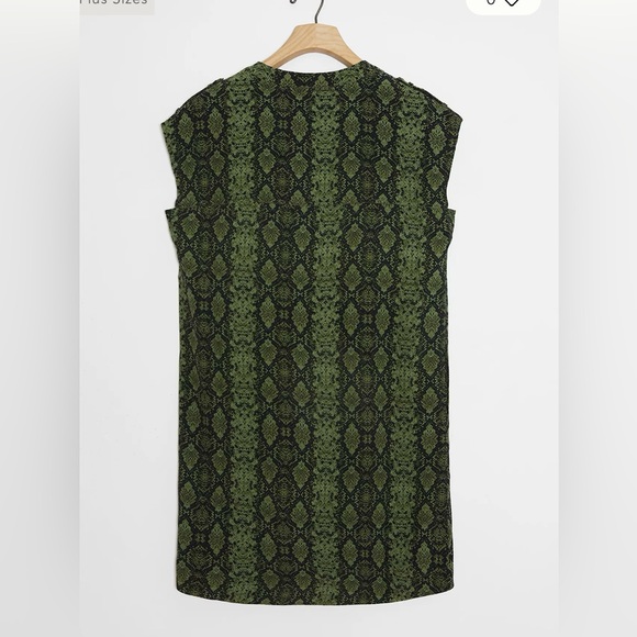 Anthropologie Yinka Green Snakeskin Print Tunic Dress - Picture 4 of 8